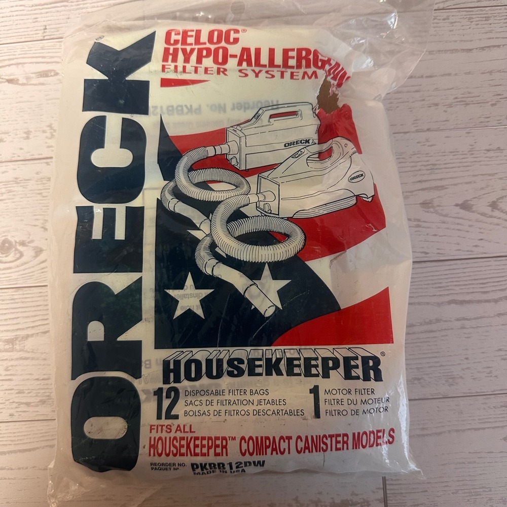 Oreck Housekeeper Compact Canister Vacuum Bags 12pk PKBB12DW Hypo-Allergenic New